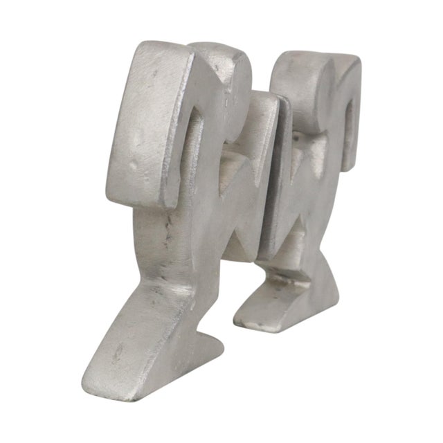Metal Metal La Linea Bookends by Osvaldo Cavandoli, 1970s, Set of 2 For Sale - Image 7 of 16