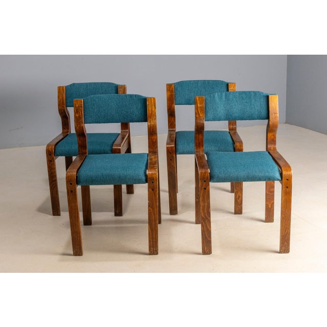 Wood Chairs by Ludvík Volák for Drevopodnik Holesov, 1960s, Set of 4 For Sale - Image 7 of 8