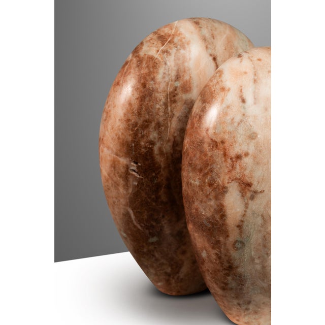 Organic Modern "Void Leading to Breath" Sculpture in Solid Pink Alabaster With Solid Aluminum Base Attributed to Mark Leblanc for Leblanc Studios For Sale - Image 12 of 12