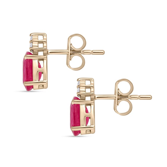 Not Yet Made - Made To Order Contemporary Style Trio Diamond Ruby Stud Earrings in 14k Gold- 2 Pieces For Sale - Image 5 of 12