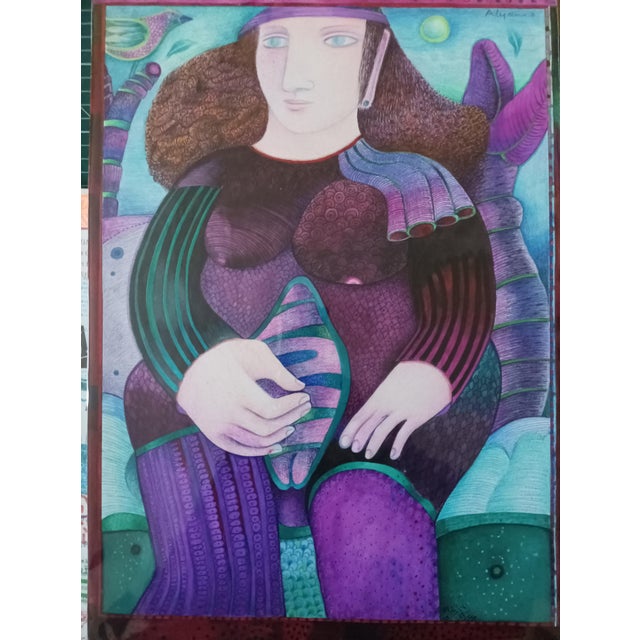 Ruth Christoforou known as Alyanne, mixed technique on paper Signed upper right