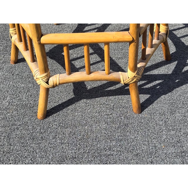 Vintage Coastal Bamboo Hexagon Side Fern Table For Sale - Image 12 of 12