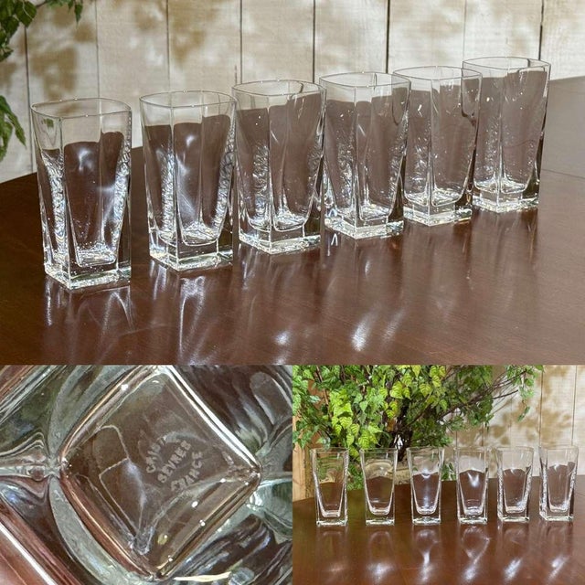 Set of 6 Sèvres crystal orangeade glasses, Keos pattern - H=14.5cm W=7.5cm W=7.5cm