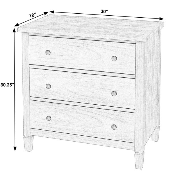 Traditional Flagstaff 30 in. W Rectangular Wood 3 Drawer Dresser, Washed Black For Sale - Image 3 of 8