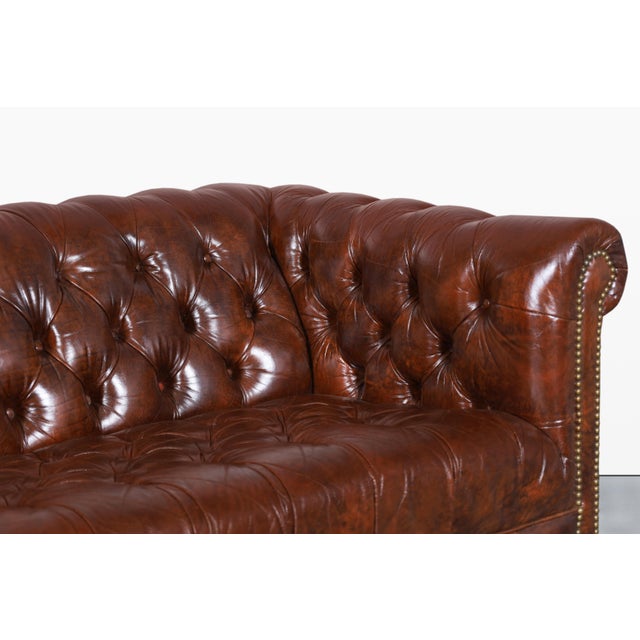 Vintage Brown Leather Chesterfield Sofa For Sale In Los Angeles - Image 6 of 13