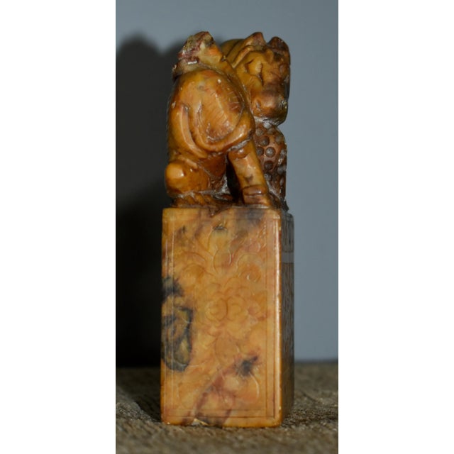 Antique Carved Soapstone Chinese Seal W/Figure For Sale - Image 4 of 12