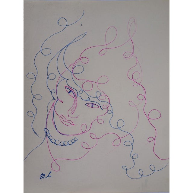 Marie Laurencin, Woman with Pearls, Original Pencil Drawing For Sale - Image 5 of 6