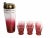 Mid-Century Modern Vintage Blendo Cranberry Pink and Gold Glass Barware Cocktail Shaker and Set of 6 Glasses For Sale - Image 3 of 11