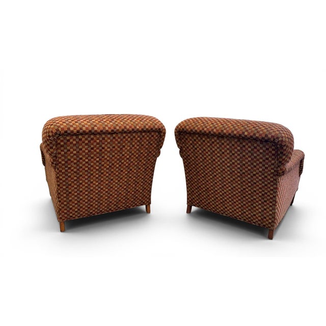 Terra Cotta Classic Lewis Mittman Lounge Chairs & Ottoman - 3 Piece Set For Sale - Image 8 of 13