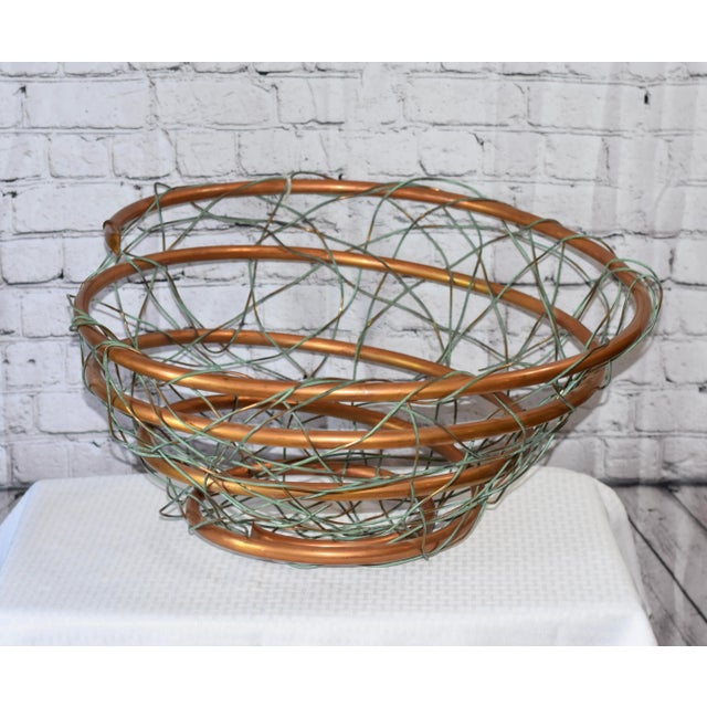 Brutalist Custom Hand Crafted Brutalist Copper Studio Art Sculpture Basket For Sale - Image 3 of 5