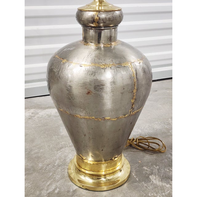 Silver Vintage Handcrafted Metal & Brass Table Lamps-a Pair For Sale - Image 8 of 15
