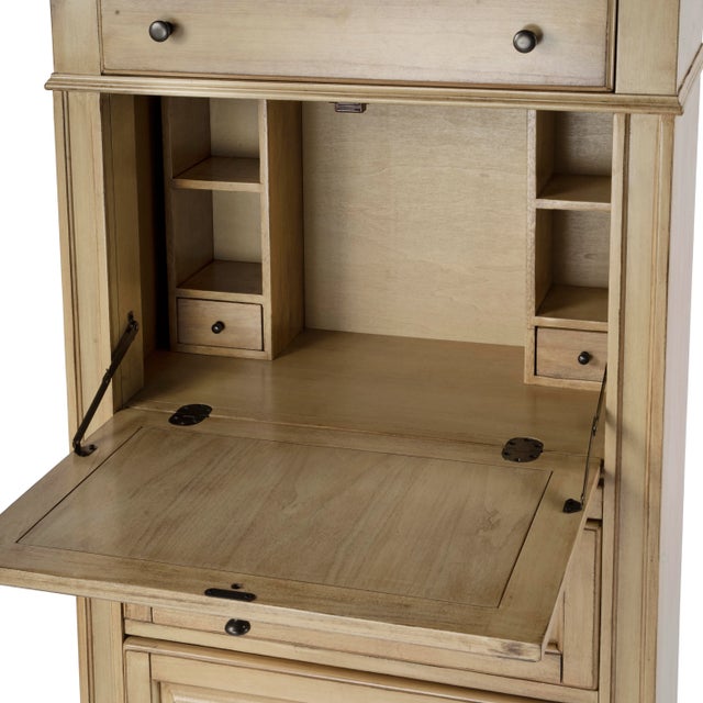 Spritely Home Accent Furniture Wordsworth Secretary, Beige For Sale - Image 4 of 11