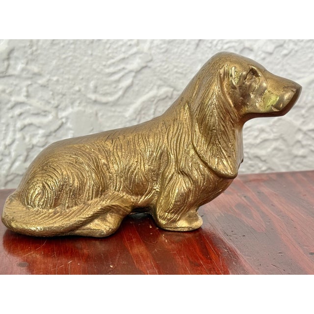 Metal Vintage Solid Brass Sitting Spaniel Dog Figurine For Sale - Image 7 of 10