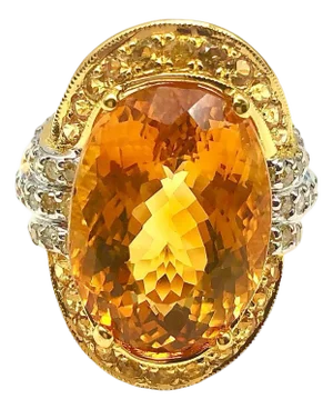 Bochic "Orient" Vintage Yellow Sapphire, Citrine & Diamonds Set 18K Gold & Silver
