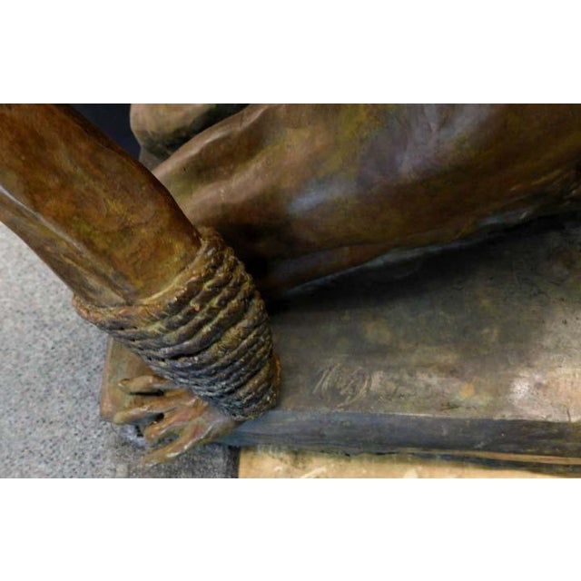 Figurative Renzo "The Stone of Relationship" Bronze Sculpture Hand Signed For Sale - Image 3 of 13