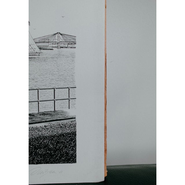 American Delbart Duchein Signed Lithograph — Lower Manhattan Skyline With Twin Towers, 1981 For Sale - Image 3 of 10