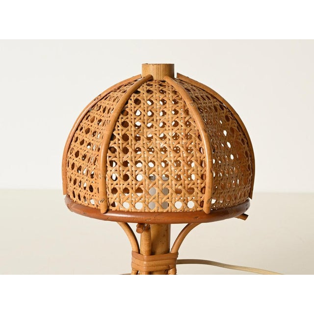 1960s Table Lamps in Rattan and Vienna Straw by Louis Sognot, Italy, 1960s, Set of 2 For Sale - Image 5 of 14