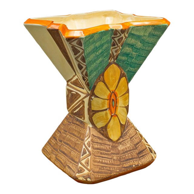 1930s Vintage Art Deco Ceramic Dried Flower Vase For Sale