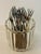 Vintage Japanese Mid-Century Stainless & Wood Cocktail Forks — Set of 12 For Sale - Image 10 of 12