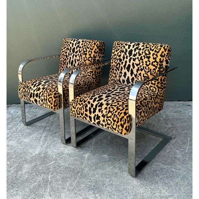 Vintage Ralph Lauren Leopard Velvet Chrome Chair - A Pair For Sale - Image 10 of 12