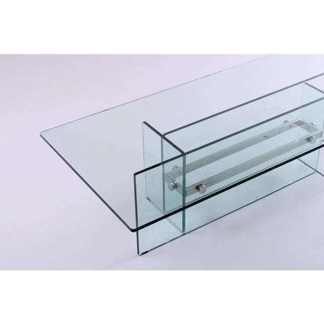 Small Italian Chrome and Glass Coffee Table from Fontana Arte, 1970s For Sale - Image 8 of 15