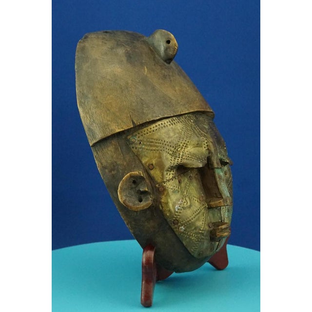 African Wood and Embossed Copper Sculpture, 1800s For Sale - Image 4 of 18