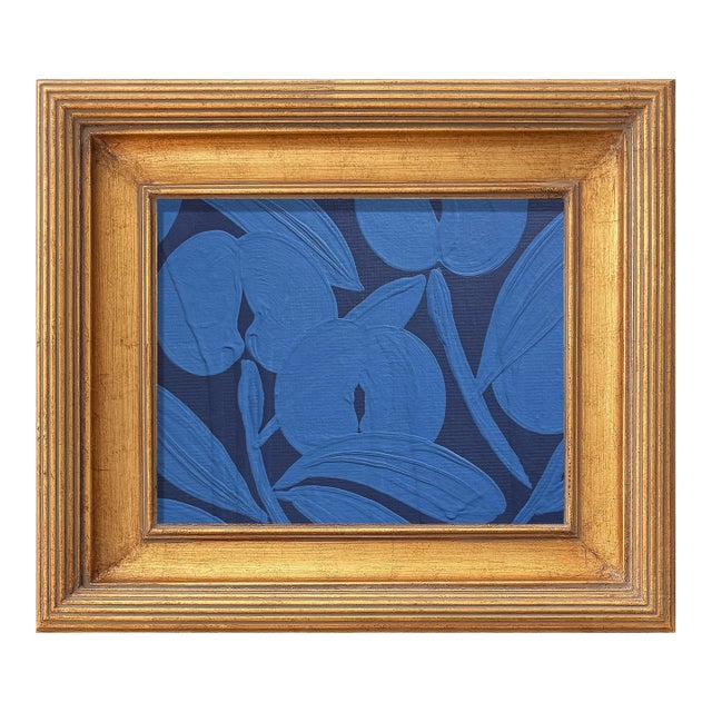 Botanical Painting Titled Mini Orchid Navy Cerulean by Ron Giusti For Sale