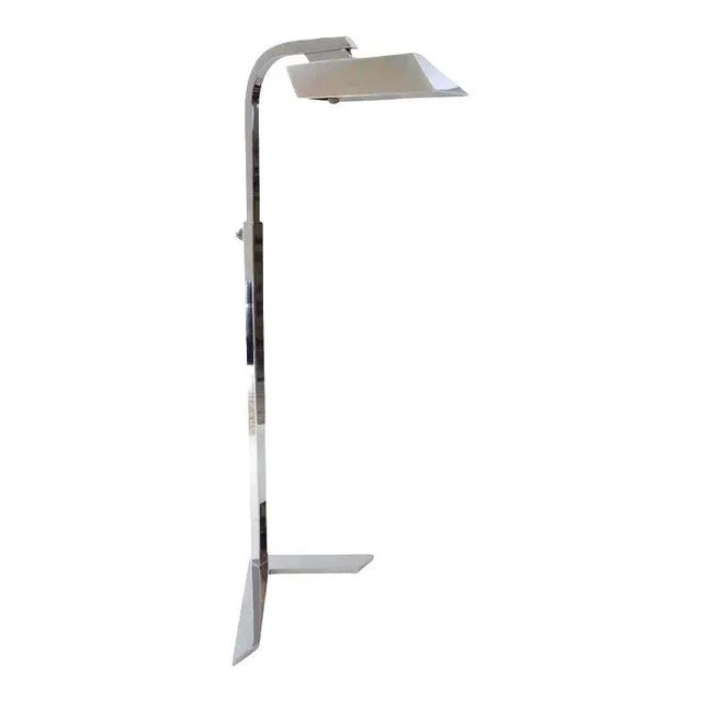 Vintage Casella style floor lamp - adjustable polished chrome Adjusts from a low height of 58 3/4" to 86 3/4 inches high....
