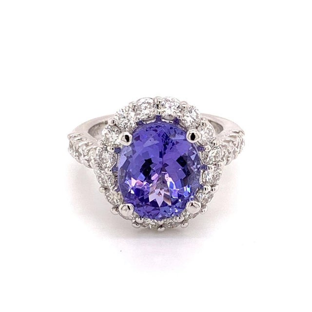 Tanzanite Diamond Ring 14k White Gold 5.30 TCW Certified For Sale - Image 16 of 18