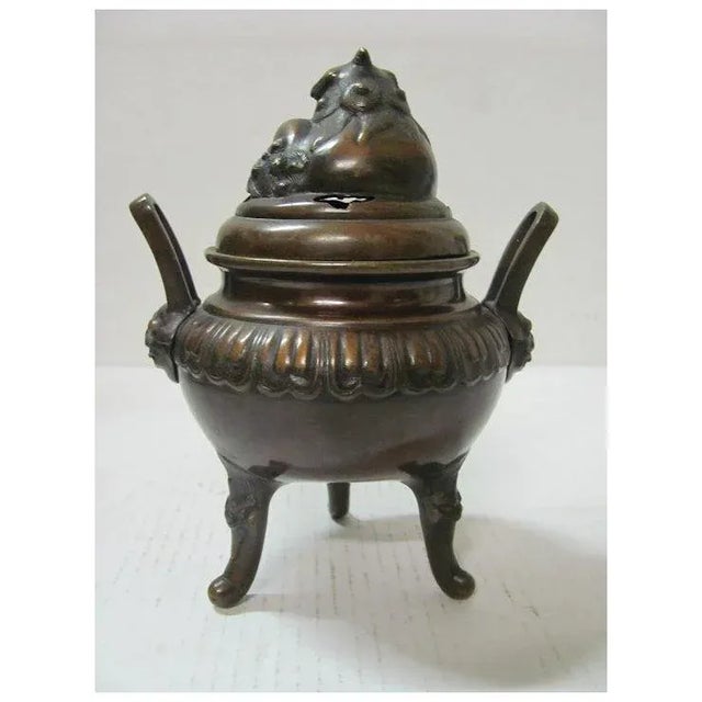 1910s Chinese Bronze Incense Foo Dog Burner Chairish