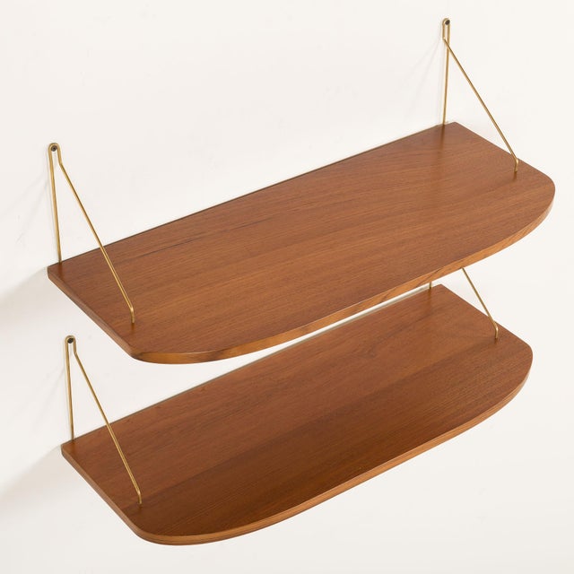 1960s Danish Deep Teak Floating Shelves, 1960s, Set of 2 For Sale - Image 5 of 9