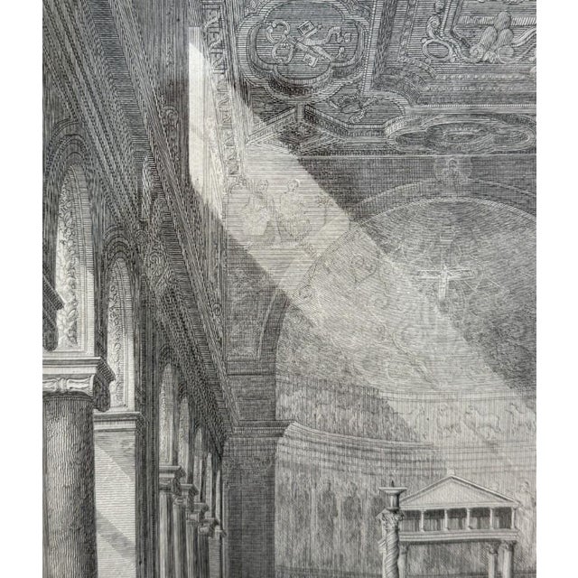 Traditional 19th Century Engraving of the Interior of the Basilica of San Clemente in Rome For Sale - Image 3 of 17