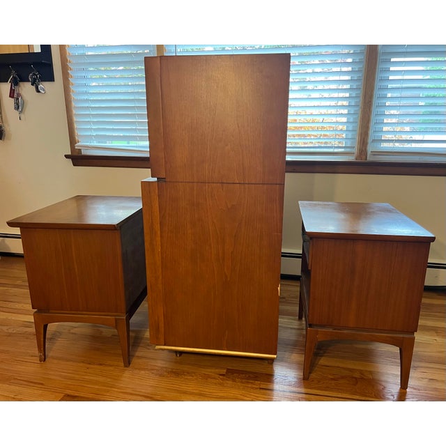 Brown Kent Coffey Elegante Highboy & 2 Wharton Nightstands 1960’s For Sale - Image 8 of 11
