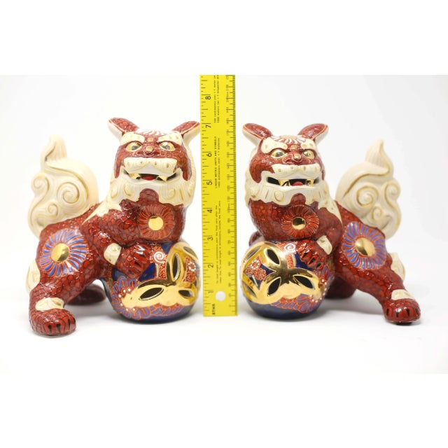 Vintage Satsuma Foo Lions - a Pair Male and Female For Sale - Image 9 of 10