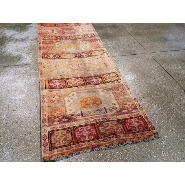 Beige Galerie Shabab Collection Mid-20th Century Turkish Anatolian Runner For Sale - Image 8 of 10