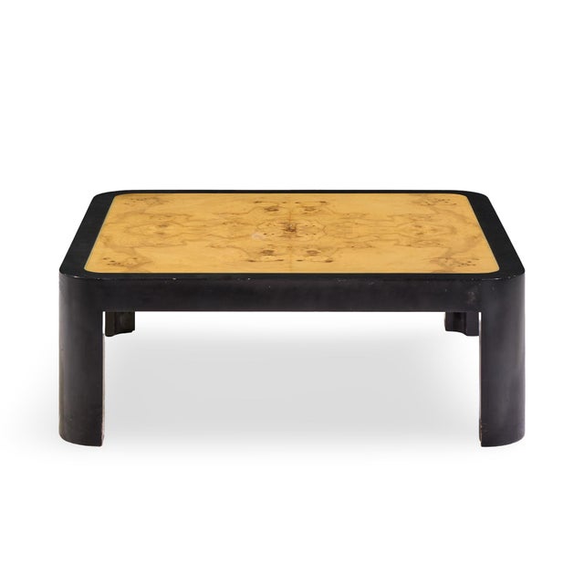 Vladimir Kagan Mid Century Burlwood Coffee Table This coffee table measures: 40 wide x 39.75 deep x 14.25 inches high Good...