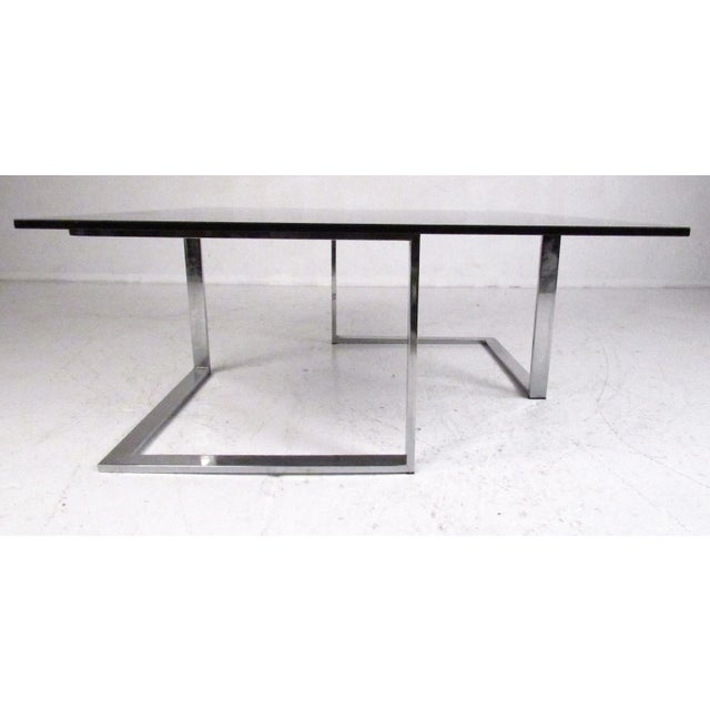 Mid-Century Modern Modern Chrome & Tinted Glass Coffee Table For Sale - Image 3 of 10
