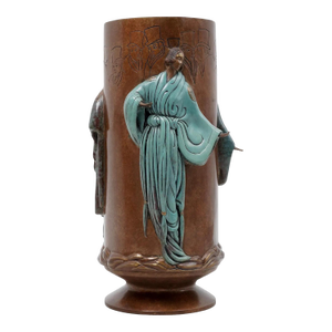 Erté, Fantasy, Cold Painted Bronze Vase, Signed Edition of 275, Art Deco, 1985