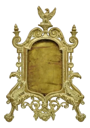 Antique French Regency Style Cast Brass Bronze Figural Eagle Photo Picture Frame