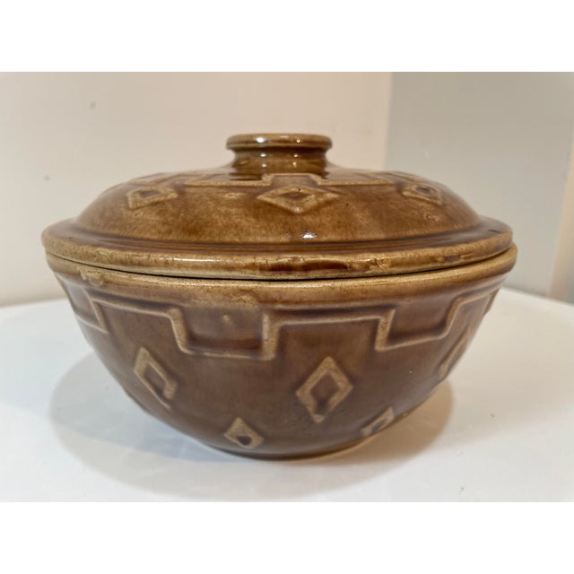 Offering a vintage Monmouth Pottery Casserole with Lid. Made in the 1930's by Western Stoneware, Monmouth Illinois, USA....