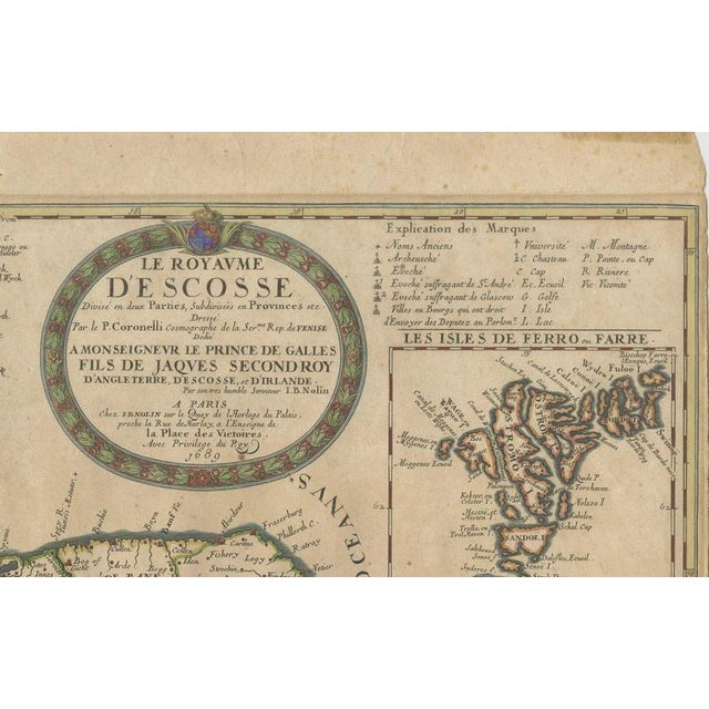 Antique Map of Scotland with Island Insets by Nolin and Coronelli, 1689 For Sale - Image 9 of 12