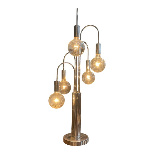 Silver 1970s Cascading Chrome Waterfall LargeTable Lamp Attributed to Sonneman For Sale - Image 8 of 8
