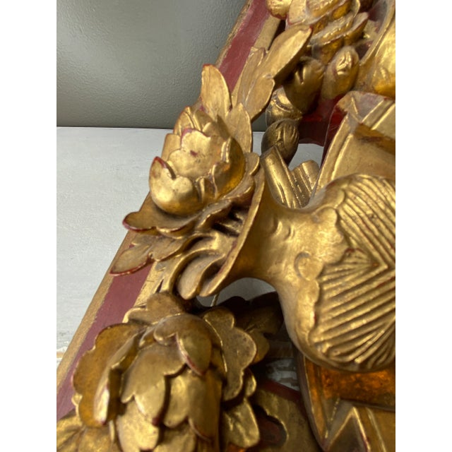Antique Chinese Carved Gilt Panel For Sale - Image 9 of 12