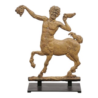 French 1900s Painted Iron Mythological Centaur Sculpture Mounted on Custom Base For Sale