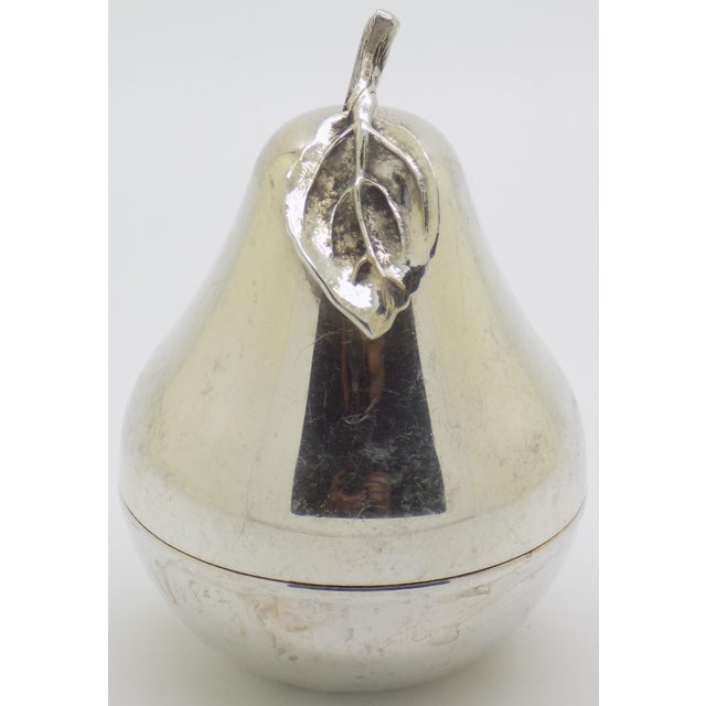 Italian Vintage Italian Handmade Genuine Silver Rare Pear Shaped Pill Snuff Trinket Box For Sale - Image 3 of 12