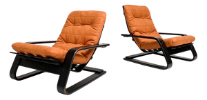 Reupholstered Cognac Coloured Lounge Chair, 1960s