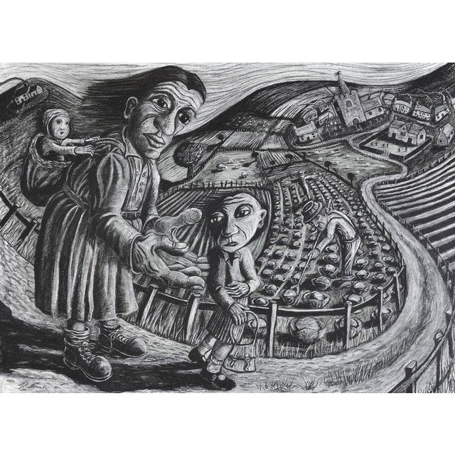 Julian ruddock. british ( b.1965 ). to school in llanfihangel. (first day at school). pastel on paper. signed lower left....