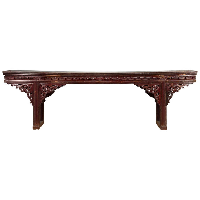 Large Qing Dynasty Chinese Altar Console Table with Fretwork and Dragon Motifs For Sale - Image 13 of 13
