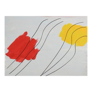 Vintage Red Yellow Abstract Painting For Sale