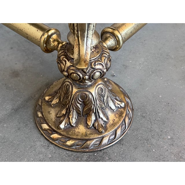 Metal Italian Bronze Square Side Table With Green Marble Top, Circa 1845 For Sale - Image 7 of 9